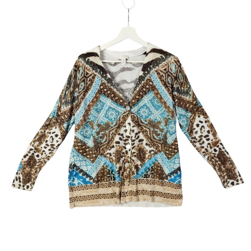 Chicos Cardigan Sweater Aztec Print Button Front Long Sleeve Women Size 3 US XL